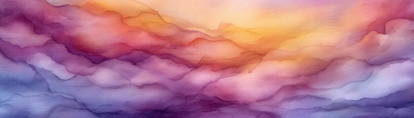 Watercolor Painting Shows Colorful Abstract Clouds