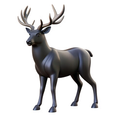 Obraz premium 3d illustration of a black deer with antlers isolated on transparent background