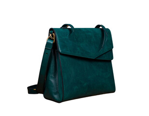 Elegant green leather handbag with detachable strap