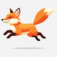 Obraz premium Playful orange fox leaping across a white background in a charming cartoon illustration