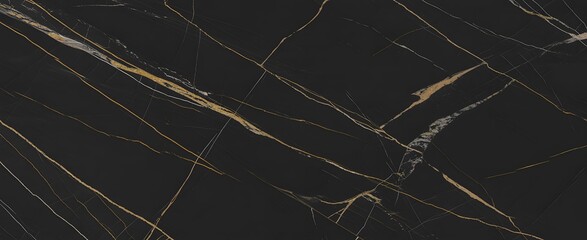Elegant Black Marble with Gold and White Veins – Luxury Stone Texture Background