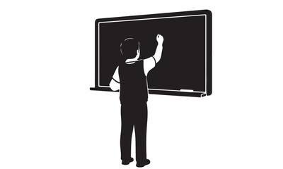 Person Writing on a Blackboard
