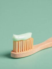 Toothbrush With Toothpaste on a Green Background