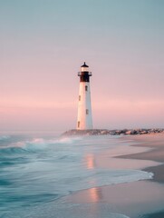 Lighthouse Stands Tall on Delaware Bay at Sunrise