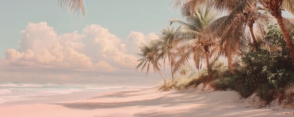 Peaceful Beach at Sunset With Palms in Barbados
