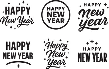 Fototapeta premium Happy New Year Typography Collection