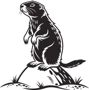 beaver, sitting, holding stick, detailed sketch, black and white, woodcut style, high contrast, bold lines
