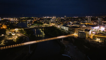 Keel Crossing in Sunderland lit up at night