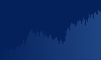 Abstract financial graph with uptrend in stock market on blue colour background