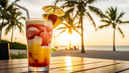 tropical cocktail on the beach