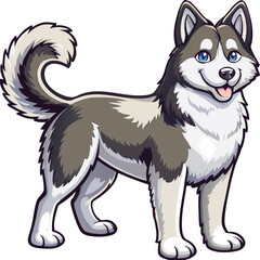 Fototapeta premium Cartoon husky dog standing with happy expression