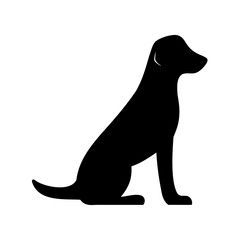 Simple black silhouette of a dog sitting alertly, watching for something