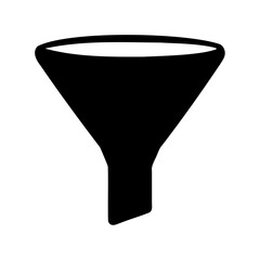 Monochrome funnel illustration for filtration or pouring liquid chemicals process tool