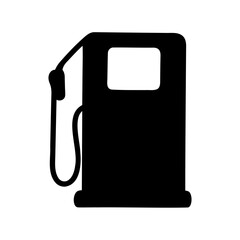 Black silhouette of a gas station pump on a white background