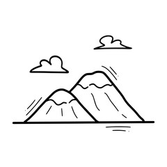 Hand Drawn Mountain Illustration. Doodle Vector. Isolated on White Background - EPS 10 Vector