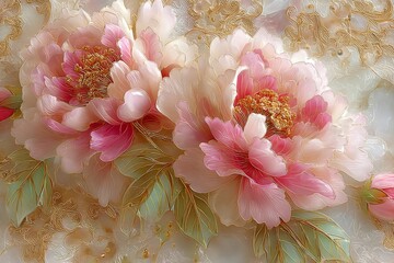 3D soft, delicate pink blossoms background with serene elegance.