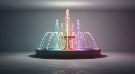 Vibrant Rainbow Water Fountain Display in Modern Interior