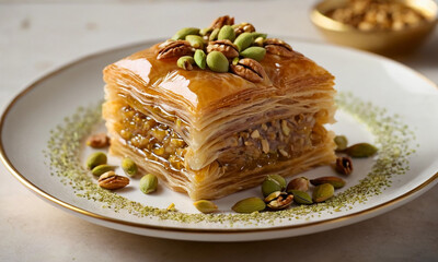 Cinematic Indian Food ASMR - Delicious Baklava Sweet Pastry with Dripping Syrup