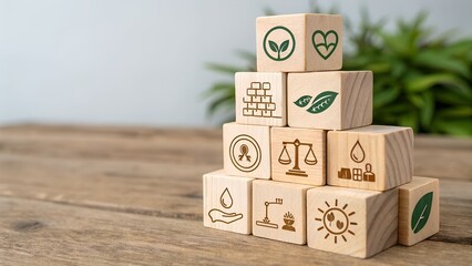 wooden tower of blocks each engraved with a welln