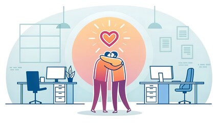 workplace empathy concept illustrated with hugging
