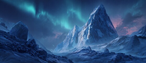 Glowing Aurora Bridge Across Frozen Peaks