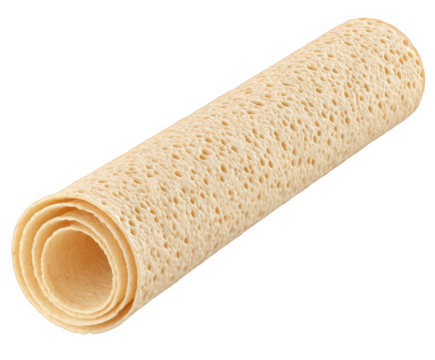 Rolled up thin crispy wafer cookie isolated on transparent background