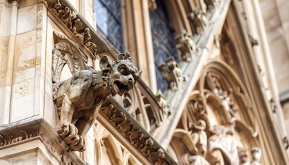 Ornate stone gargoyle on a cathedral