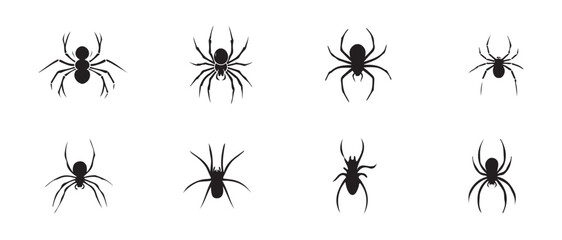 Simple Black and White Silhouette of a Spider, spider animal black silhouette icon, animals spider, Safaris, wildlife, rainforest, spider icon, vector illustration EPS 10.