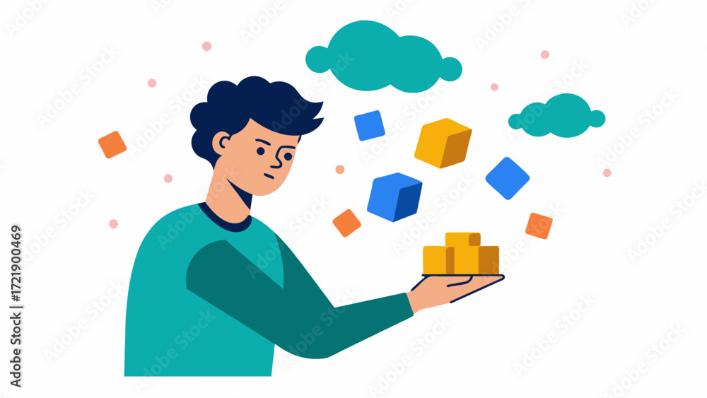 Poster a person practicing chunking a memory technique in which information is broken down into smaller chu