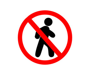 No access for pedestrians prohibited sign illustration on transparent background. 
