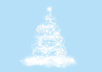 Christmas tree from glitter elements and stars. New Year, Christmas background. Vector