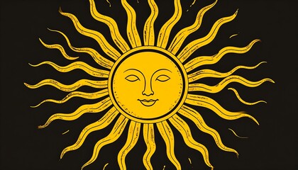 Ornate sun design on dark background