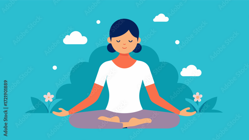 Poster a person practicing deep breathing techniques showing the connection between controlled breathing an