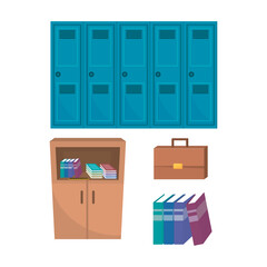 School Lockers and Educational Supplies Illustration Design