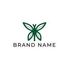 ILLUSTRATION ABSTRACT BUTTERFLY WITH LEAF WING GREEN COLOR ICO LOGO DESIGN VECTOR