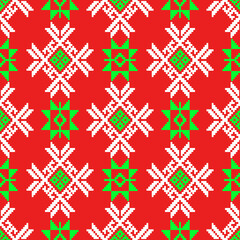 seamless christmas pattern
Inspired by Nordic and Eastern European embroidery motifs, this symmetrical design is ideal for holiday-themed textiles, winter fashion, wrapping paper, and digital backgrou