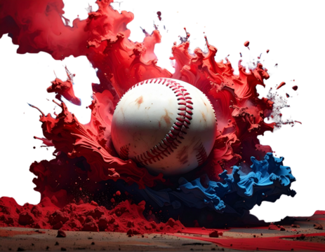 Power Hit Championship – Baseball with Vibrant Color Splash and Grunge Texture PNG