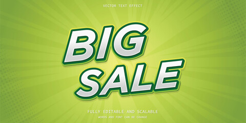 Big Sale Text Effect with Green Background