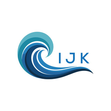 IJK Creative Ocean Wave Symbol with Text, IJK Later Logo, Blue Wave Icon with Company Name, 
