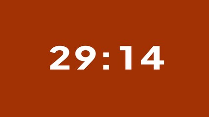 39 minutes countdown timer clock animation. Countdown number.