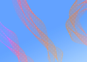 Pixelated pastel clouds against a blue sky
