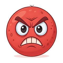 Obraz premium A vivid red angry face with intense expression, isolated on a white background, symbolizing rage,