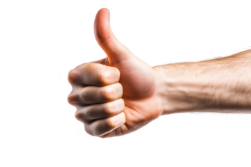 Human hand giving thumbs up gesture positive sign of approval and agreement