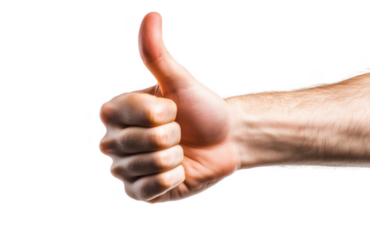 Human hand giving thumbs up gesture positive sign of approval and agreement