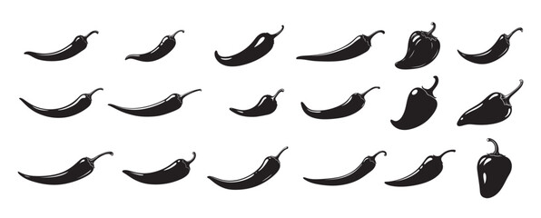 chili pepper silhouette white background Vector illustration