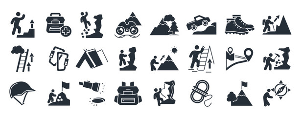 climbing icon set editable stroke linear style sign for use Vector illustration