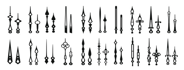  clock hands time black pointers watch arrows vector