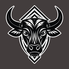 Stylized bull head graphic with sharp lines animal sticker