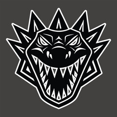 Stylized dragon head with sharp teeth spiky mane sticker graphic
