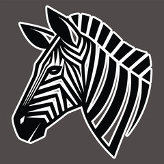 Stylized zebra head graphic with bold outlines animal sticker